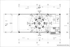 Thiết kế kiến trúc nhà phố (gia đình chị Vân) - mặt bằng tầng 1