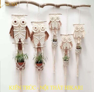Giỏ Treo Cây Macrame Hình Con Cú độc đáo, Lạ Mắt